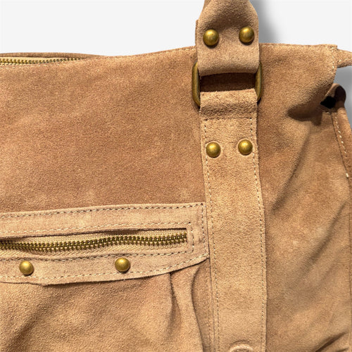Back to School XXL – Suede Donker Beige | Italiaanse suede laptoptas