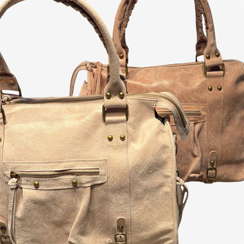 Back to School XXL licht beige – Italiaanse leren laptoptas