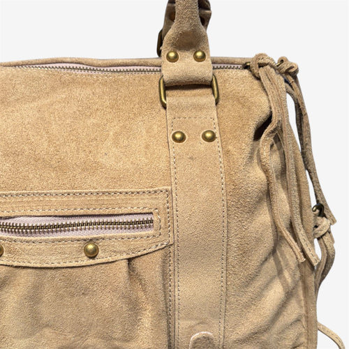 Back to School XXL – Suede Beige | Italiaanse suede laptoptas