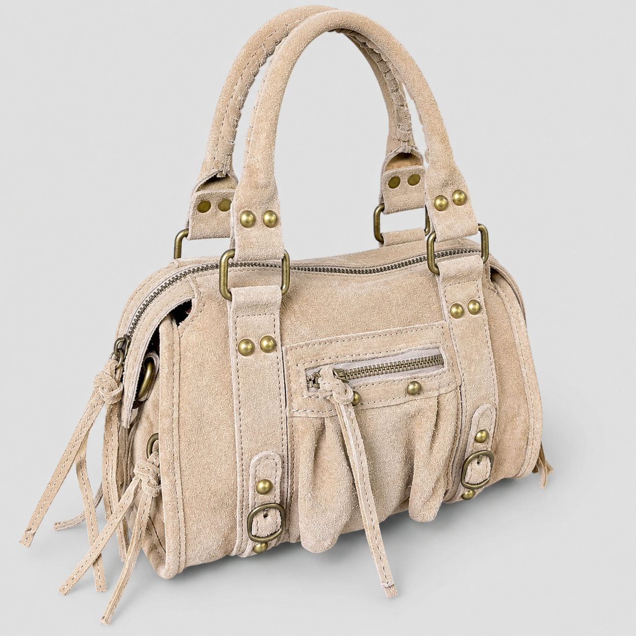 Mini bag suede beige