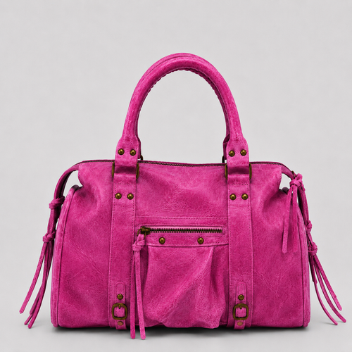 Back to School XXL fuchsia – Italiaanse leren laptoptas