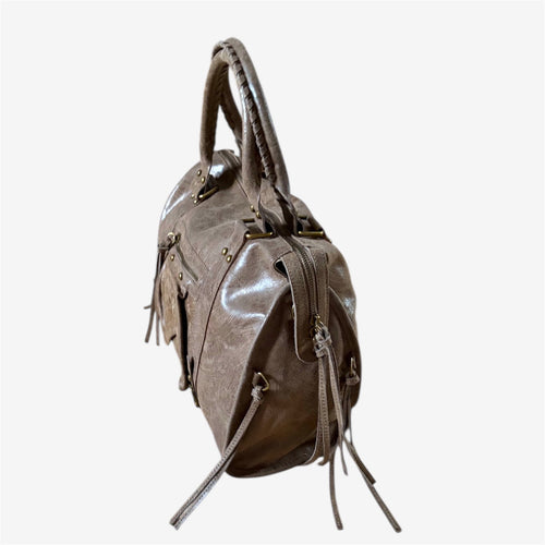 Back to School XXL chocolat Italiaanse leren laptoptas, extra productbeeld