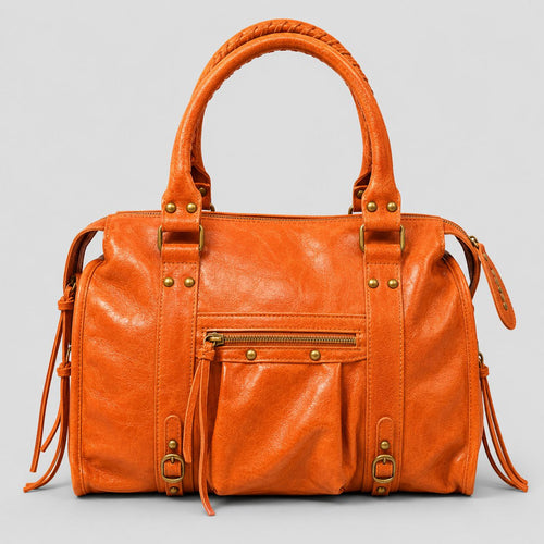 Back to School XXL oranje – Italiaanse leren laptoptas