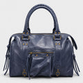 Back to School XXL donkerblauwe Italiaanse leren laptoptas, 42 × 32 cm