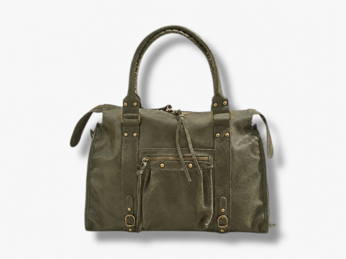 Back to School XXL khaki – Italiaanse leren laptoptas