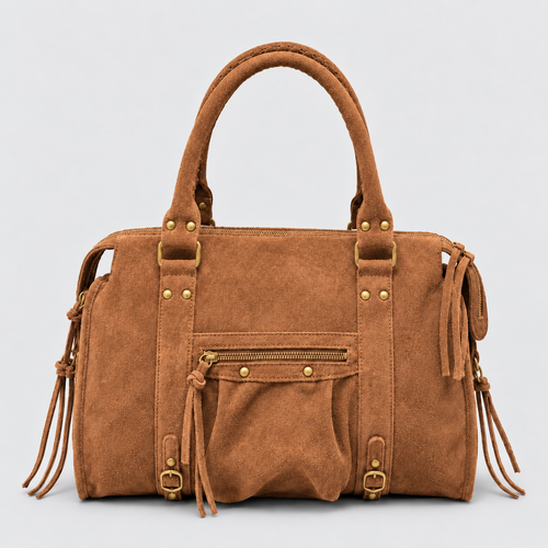 Back to School XXL suede camel – Italiaanse suede laptoptas