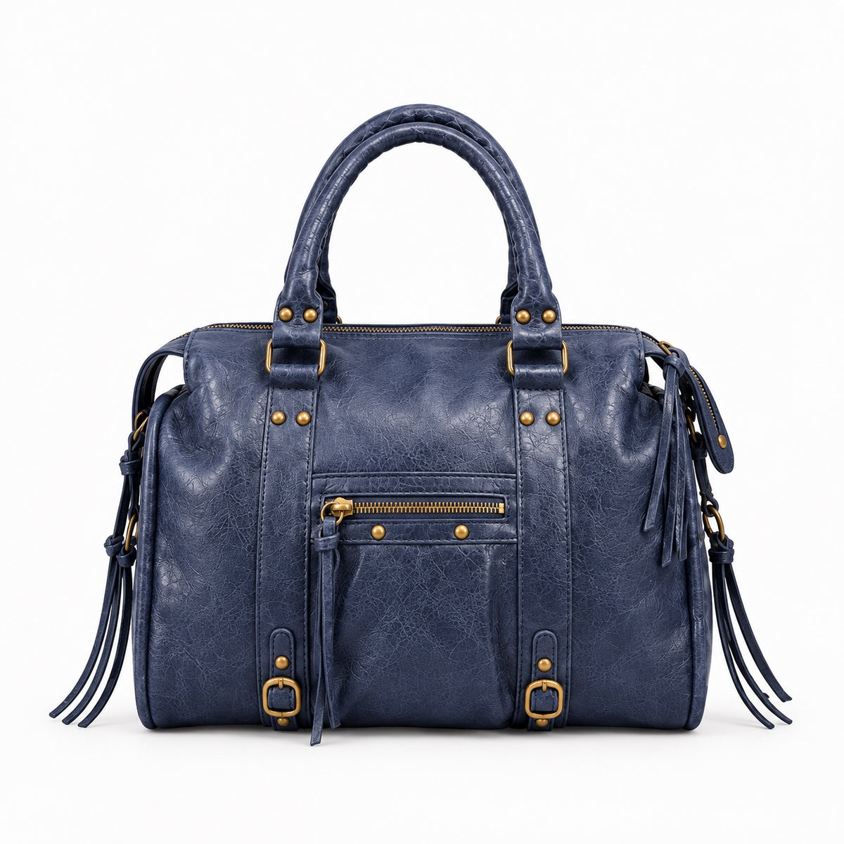 Medium bag marine donkerblauw Italiaans leder